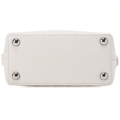 CHANEL Caviar Skin Chocolate Bar Logo Handbag White Silver-Tone Hardware, Pre-Owned