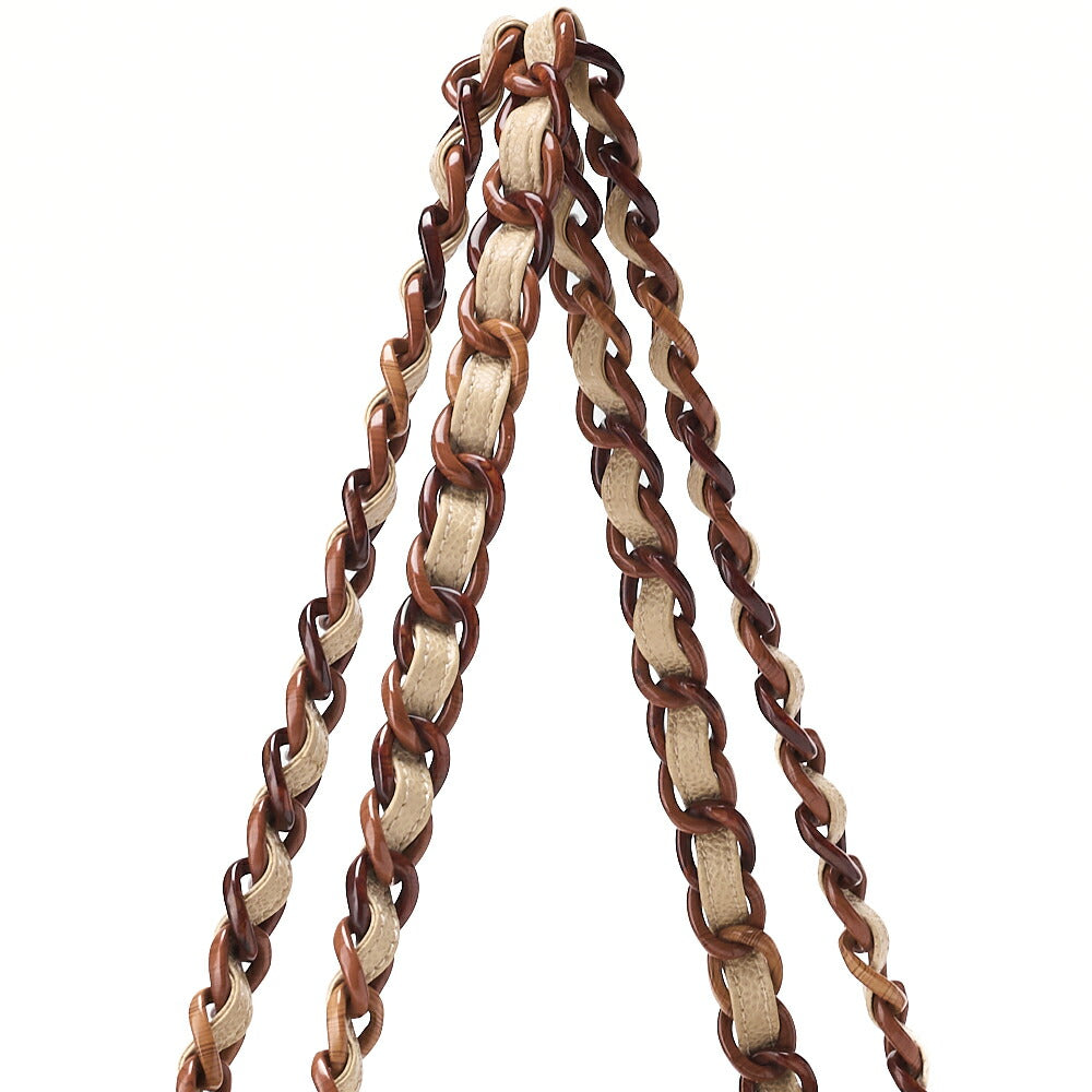 CHANEL Caviar Skin Tortoise Wood Chain Tote Bag Beige Gold-Tone Hardware, Pre-Owned