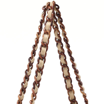 CHANEL Caviar Skin Tortoise Wood Chain Tote Bag Beige Gold-Tone Hardware, Pre-Owned