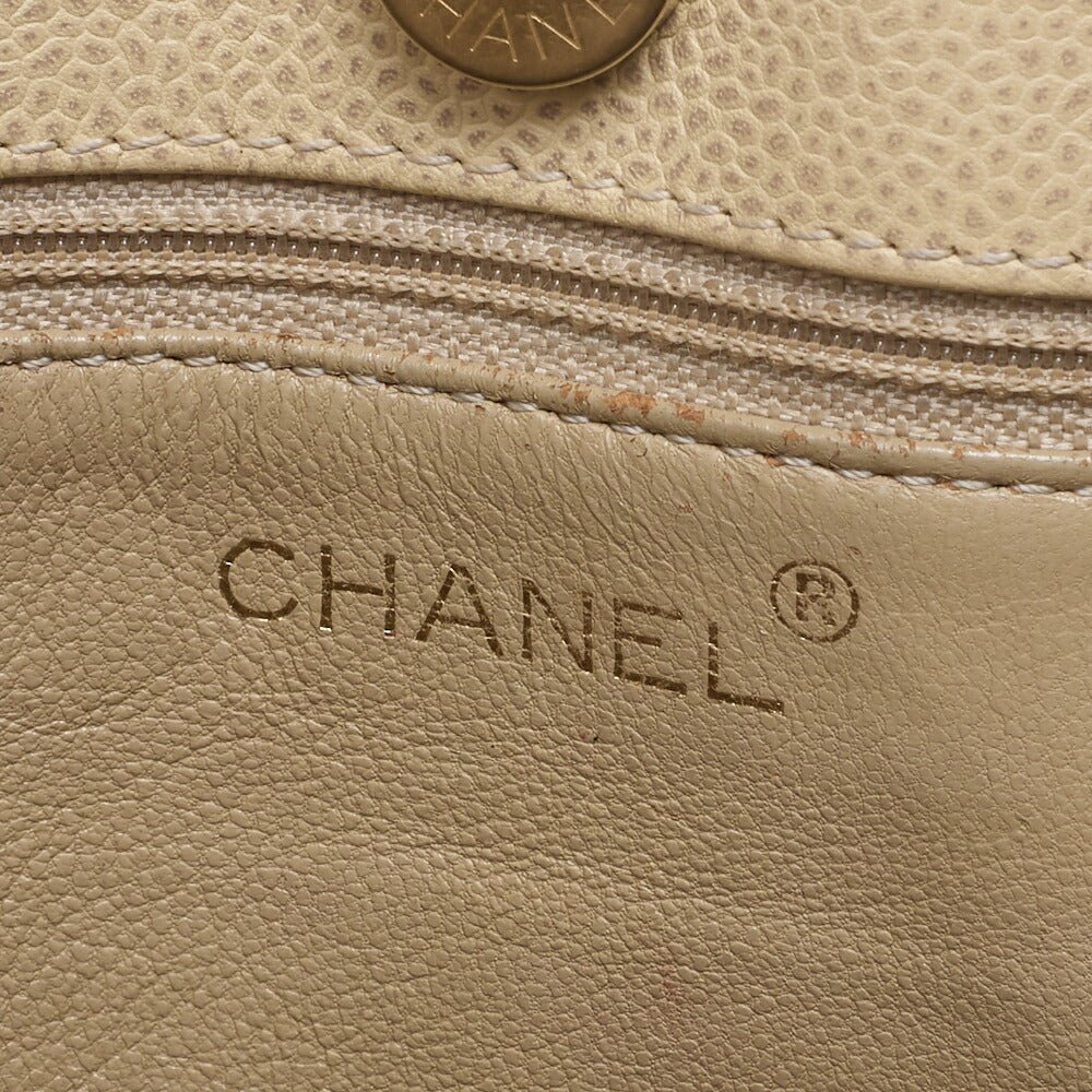 CHANEL Caviar Skin Tortoise Wood Chain Tote Bag Beige Gold-Tone Hardware, Pre-Owned