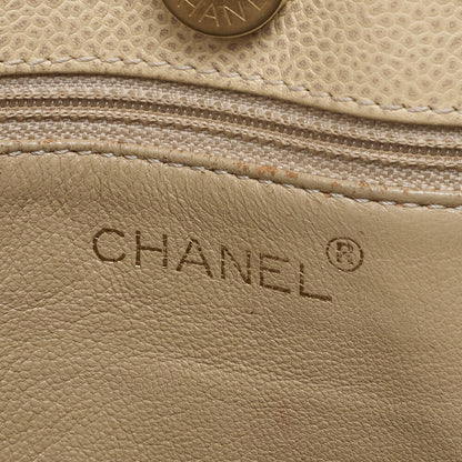 CHANEL Caviar Skin Tortoise Wood Chain Tote Bag Beige Gold-Tone Hardware, Pre-Owned