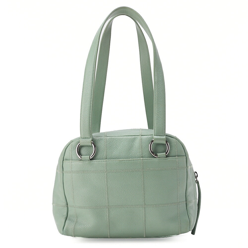 CHANEL Tote Bag Chocolate Bar Logo Caviar Skin Mint Silver-Tone Hardware, Pre-Owned