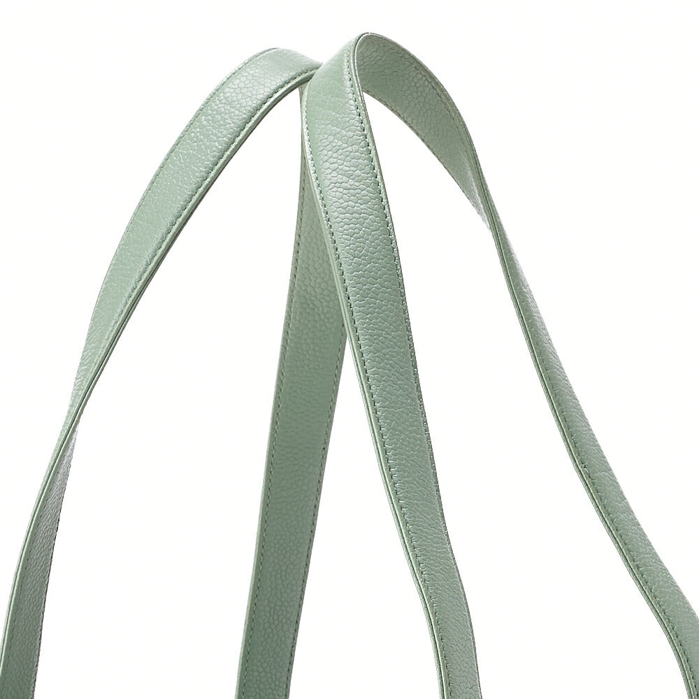 CHANEL Tote Bag Chocolate Bar Logo Caviar Skin Mint Silver-Tone Hardware, Pre-Owned