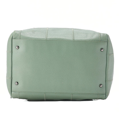 CHANEL Tote Bag Chocolate Bar Logo Caviar Skin Mint Silver-Tone Hardware, Pre-Owned