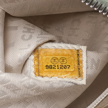 CHANEL Tote Bag Chocolate Bar Logo Caviar Skin Mint Silver-Tone Hardware, Pre-Owned