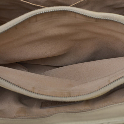 CHANEL Caviar Skin Coco Mark GST Tote Bag Double Chain Tote Beige Silver-Tone Hardware, Pre-Owned