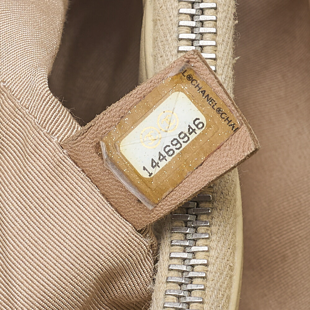 CHANEL Caviar Skin Coco Mark GST Tote Bag Double Chain Tote Beige Silver-Tone Hardware, Pre-Owned