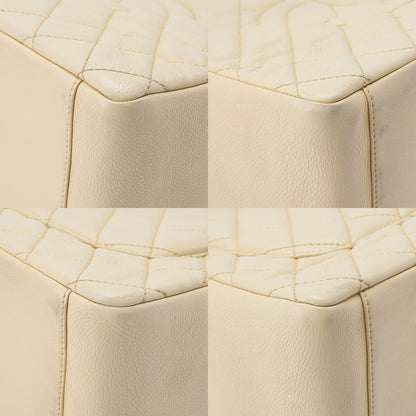 CHANEL Caviar Skin Coco Mark GST Tote Bag Double Chain Tote Beige Silver-Tone Hardware, Pre-Owned