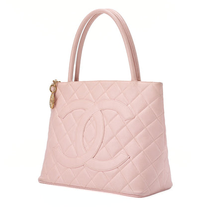 CHANEL Matelasse Reprint Tote Caviar Skin Pink Gold-Tone Hardware, Pre-Owned
