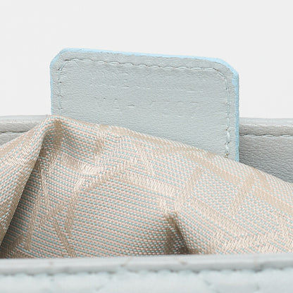 Dior Lady Dior Canage Handbag Lambskin Light Blue Gold-Tone Hardware, Pre-Owned