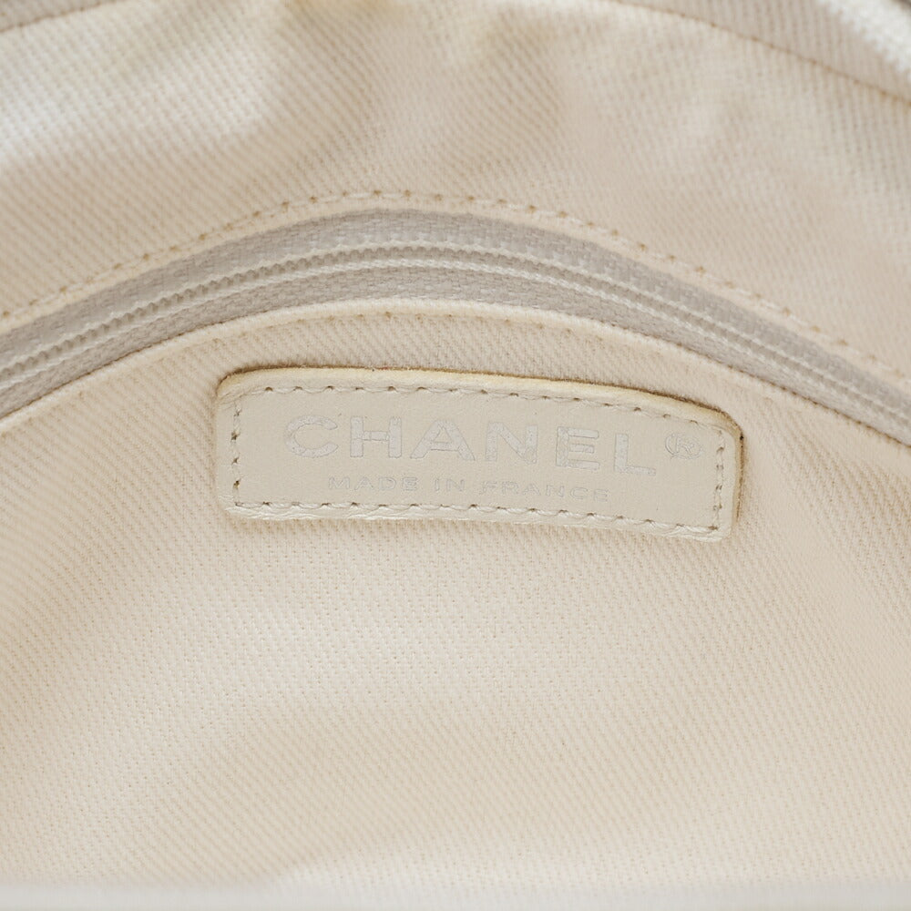 CHANEL Caviar Skin Matelasse Cocomark Handbag Boston Bag White Silver-Tone Hardware, Pre-Owned