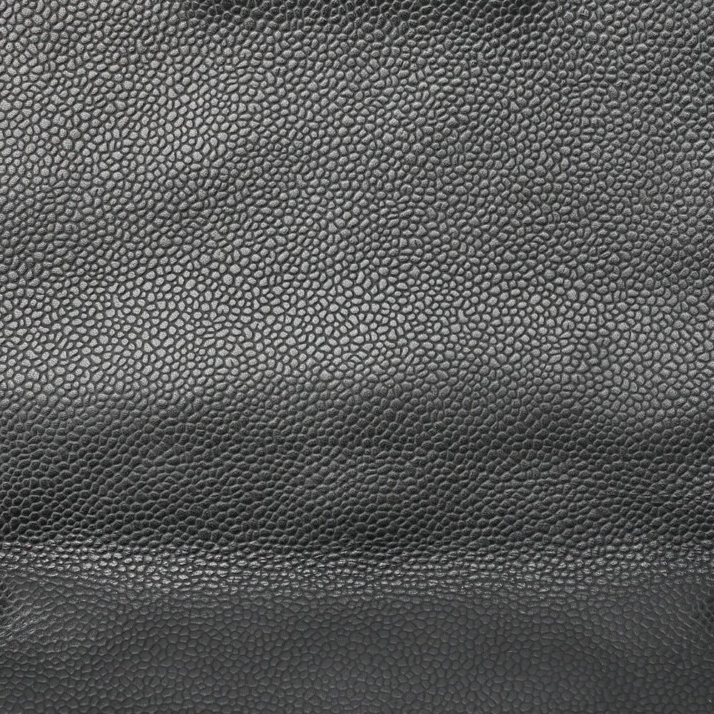 CHANEL Caviar Skin Deca Matelasse 30cm Double Flap Chain Shoulder Bag Black Silver-Tone Hardware, Pre-Owned