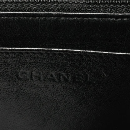 CHANEL Caviar Skin Deca Matelasse 30cm Double Flap Chain Shoulder Bag Black Silver-Tone Hardware, Pre-Owned