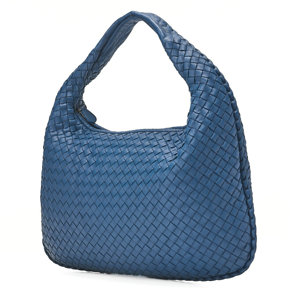 BOTTEGA VENETA Bottega Veneta Handbag Intrecciato Lambskin Blue Silver-Tone Hardware, Pre-Owned