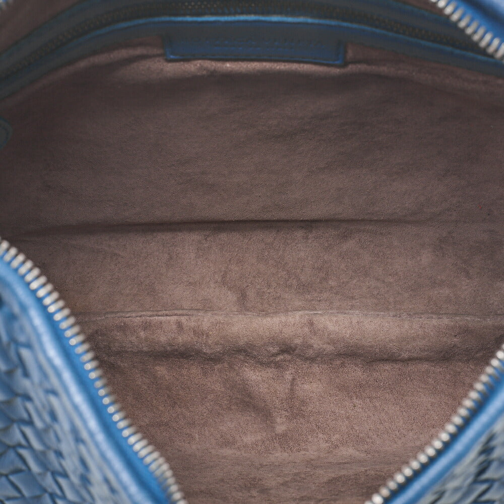 BOTTEGA VENETA Bottega Veneta Handbag Intrecciato Lambskin Blue Silver-Tone Hardware, Pre-Owned