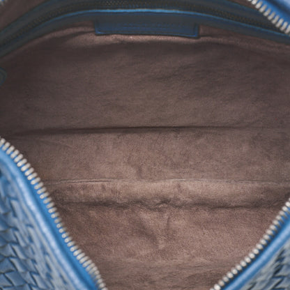 BOTTEGA VENETA Bottega Veneta Handbag Intrecciato Lambskin Blue Silver-Tone Hardware, Pre-Owned