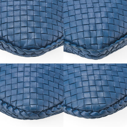 BOTTEGA VENETA Bottega Veneta Handbag Intrecciato Lambskin Blue Silver-Tone Hardware, Pre-Owned