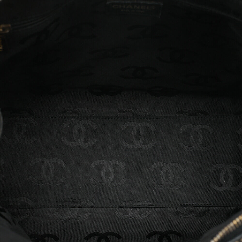 CHANEL Coco Mark Wild Stitch Handbag Calfskin Black Gold-Tone Hardware, Pre-Owned