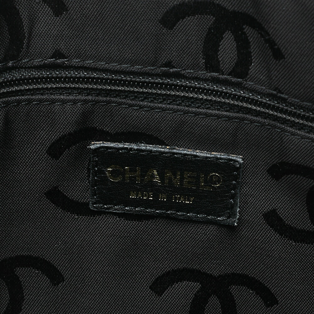 CHANEL Coco Mark Wild Stitch Handbag Calfskin Black Gold-Tone Hardware, Pre-Owned