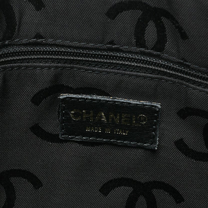 CHANEL Coco Mark Wild Stitch Handbag Calfskin Black Gold-Tone Hardware, Pre-Owned
