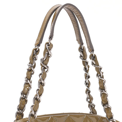 CHANEL Enamel Matelasse Boring Chain Shoulder Khaki Silver-Tone Hardware, Pre-Owned