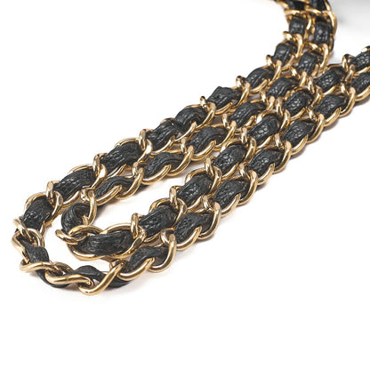 CHANEL Chain Shoulder Bag Deca Matasse Double Flap 32cm Caviar Skin Black Gold-Tone Hardware, Pre-Owned