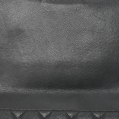 CHANEL Chain Shoulder Bag Deca Matasse Double Flap 32cm Caviar Skin Black Gold-Tone Hardware, Pre-Owned