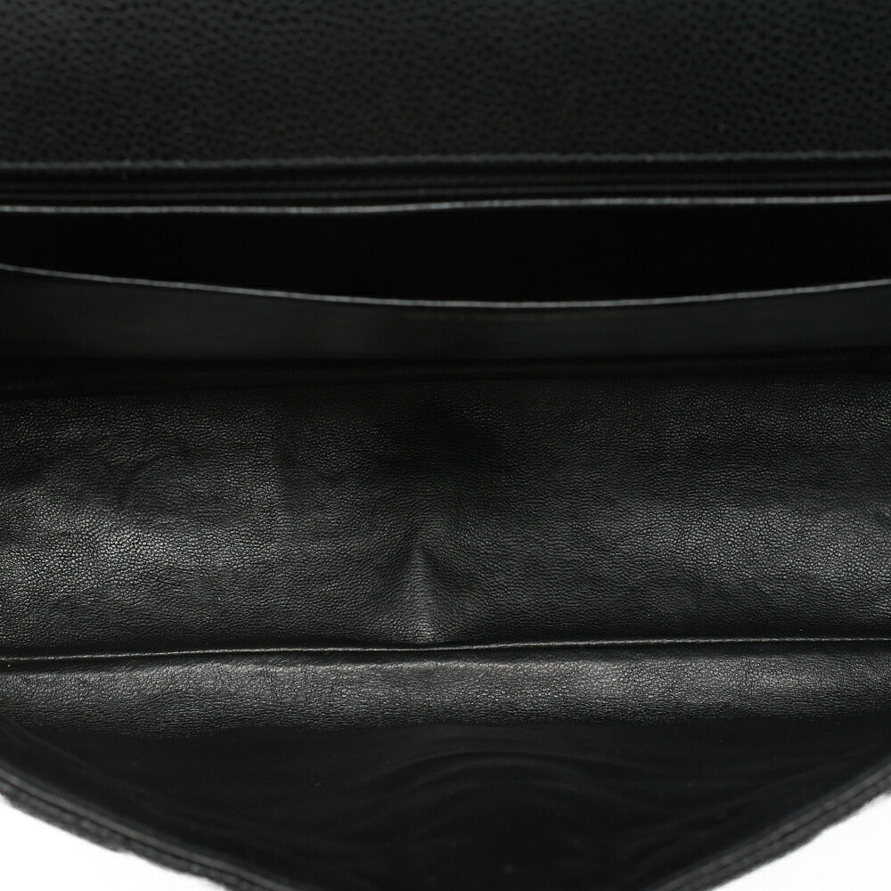 CHANEL Chain Shoulder Bag Deca Matasse Double Flap 32cm Caviar Skin Black Gold-Tone Hardware, Pre-Owned