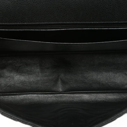 CHANEL Chain Shoulder Bag Deca Matasse Double Flap 32cm Caviar Skin Black Gold-Tone Hardware, Pre-Owned