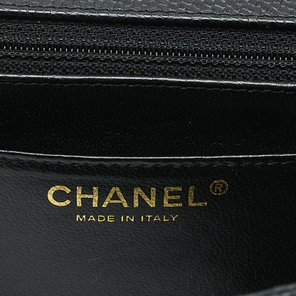 CHANEL Chain Shoulder Bag Deca Matasse Double Flap 32cm Caviar Skin Black Gold-Tone Hardware, Pre-Owned