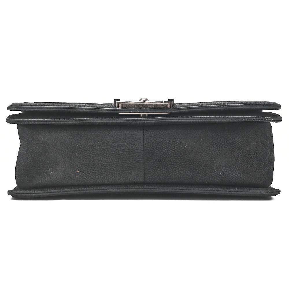 CHANEL Boy Chanel Matelasse Chain Shoulder Bag Soft Caviar Skin Black Silver-Tone Hardware, Pre-Owned