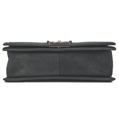 CHANEL Boy Chanel Matelasse Chain Shoulder Bag Soft Caviar Skin Black Silver-Tone Hardware, Pre-Owned
