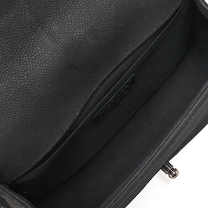 CHANEL Boy Chanel Matelasse Chain Shoulder Bag Soft Caviar Skin Black Silver-Tone Hardware, Pre-Owned