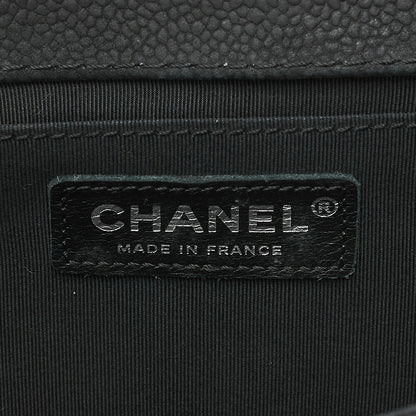 CHANEL Boy Chanel Matelasse Chain Shoulder Bag Soft Caviar Skin Black Silver-Tone Hardware, Pre-Owned