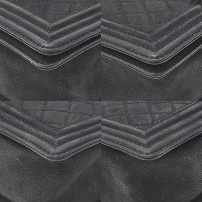 CHANEL Boy Chanel Matelasse Chain Shoulder Bag Soft Caviar Skin Black Silver-Tone Hardware, Pre-Owned