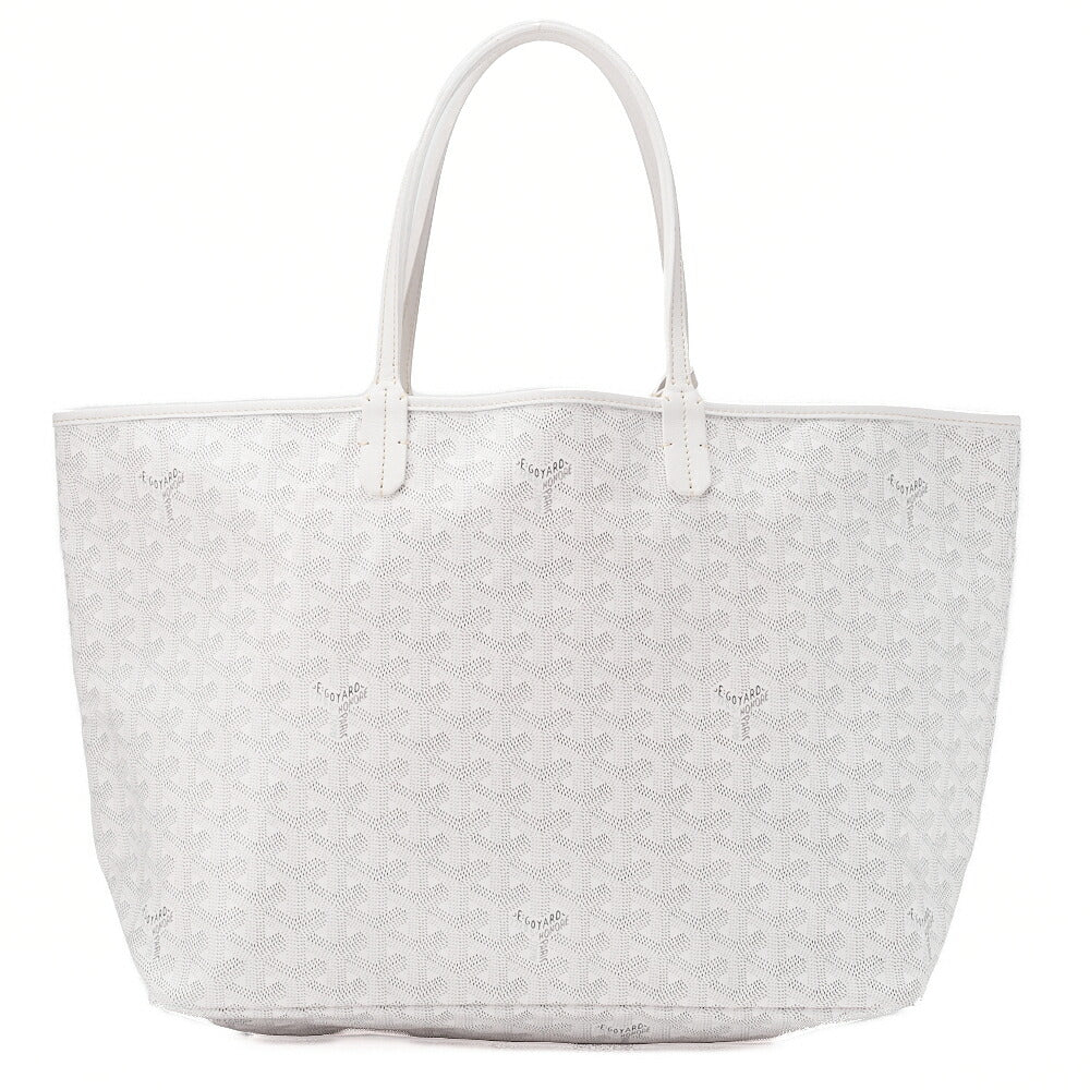 GOYARD  Saint-Louis PM Tote Bag Coated Canvas White Silver-Tone Hardware, Pre-Owned