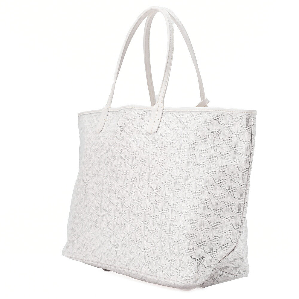 GOYARD  Saint-Louis PM Tote Bag Coated Canvas White Silver-Tone Hardware, Pre-Owned