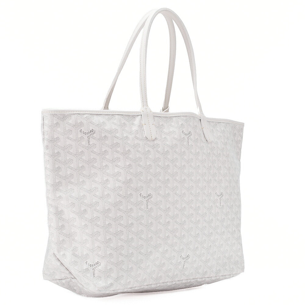 GOYARD  Saint-Louis PM Tote Bag Coated Canvas White Silver-Tone Hardware, Pre-Owned
