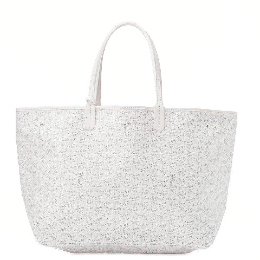 GOYARD  Saint-Louis PM Tote Bag Coated Canvas White Silver-Tone Hardware, Pre-Owned