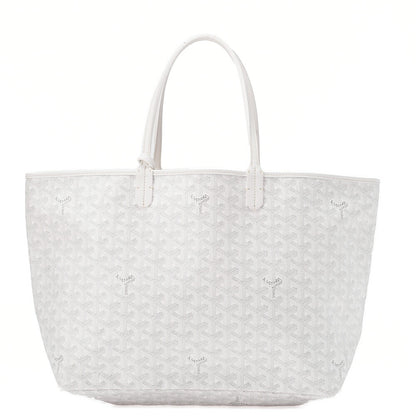 GOYARD  Saint-Louis PM Tote Bag Coated Canvas White Silver-Tone Hardware, Pre-Owned