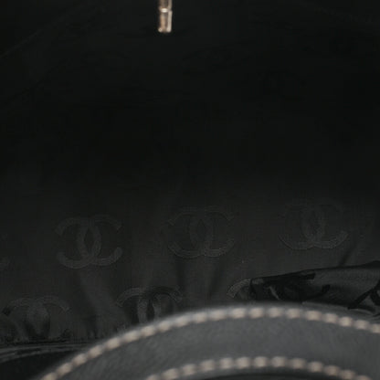 CHANEL Matelasse Tote Bag Handbag 2way Cocomark Caviar Skin Black Silver-Tone Hardware, Pre-Owned