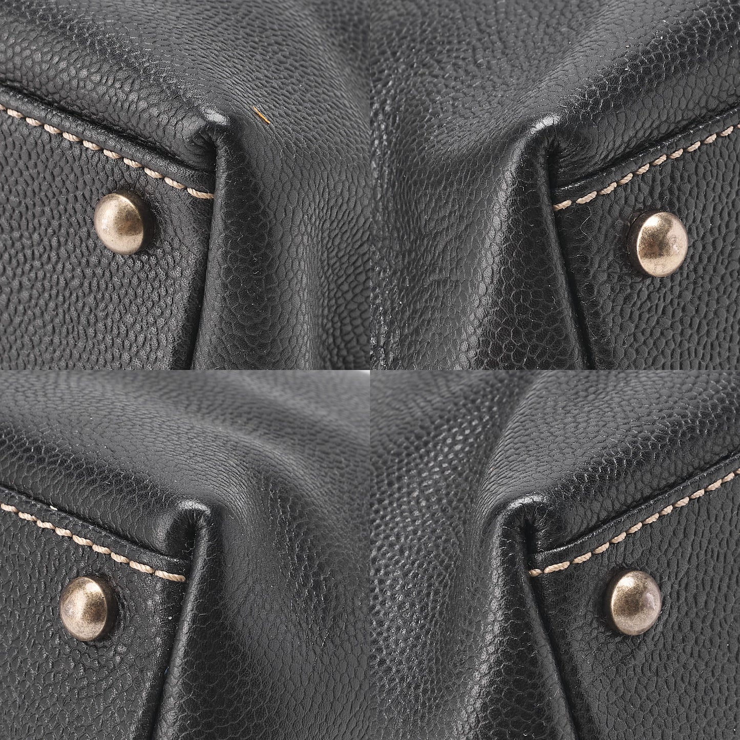 CHANEL Matelasse Tote Bag Handbag 2way Cocomark Caviar Skin Black Silver-Tone Hardware, Pre-Owned