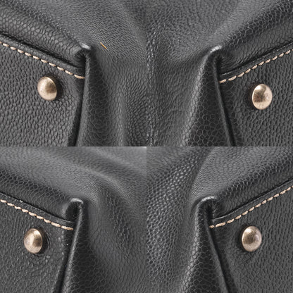 CHANEL Matelasse Tote Bag Handbag 2way Cocomark Caviar Skin Black Silver-Tone Hardware, Pre-Owned