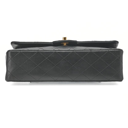 CHANEL Lambskin Matelasse W Flap 25 Chain Shoulder Black Gold-Tone Hardware, Pre-Owned