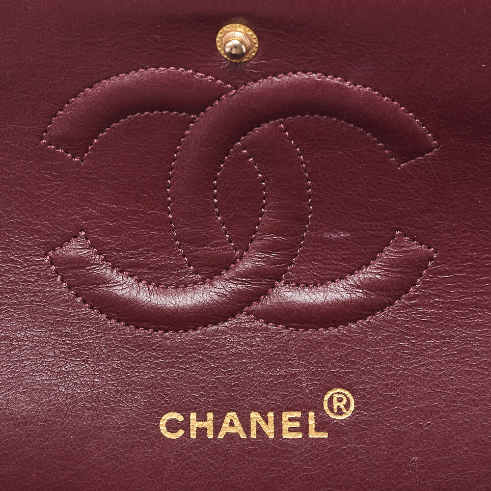 CHANEL Lambskin Matelasse W Flap 25 Chain Shoulder Black Gold-Tone Hardware, Pre-Owned