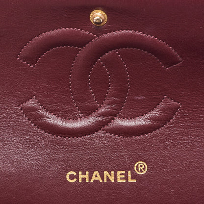 CHANEL Lambskin Matelasse W Flap 25 Chain Shoulder Black Gold-Tone Hardware, Pre-Owned