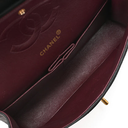 CHANEL Lambskin Matelasse W Flap 25 Chain Shoulder Black Gold-Tone Hardware, Pre-Owned