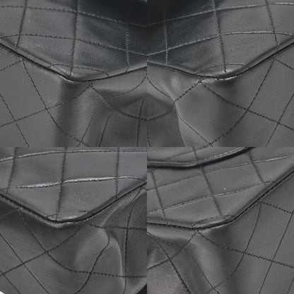 CHANEL Lambskin Matelasse W Flap 25 Chain Shoulder Black Gold-Tone Hardware, Pre-Owned