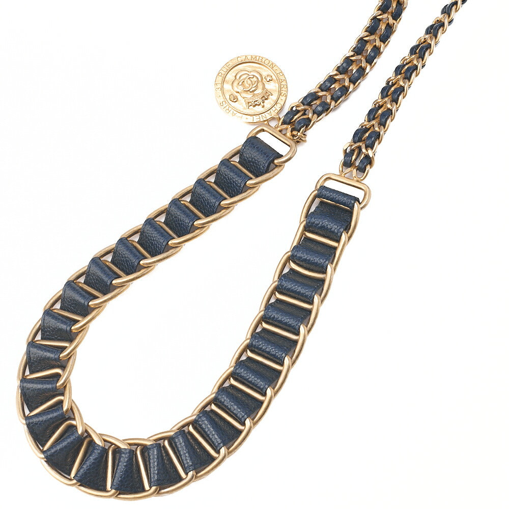 CHANEL Caviar Skin Mini Matelasse 19cm Single Chain Shoulder Navy Gold-Tone Hardware, Pre-Owned