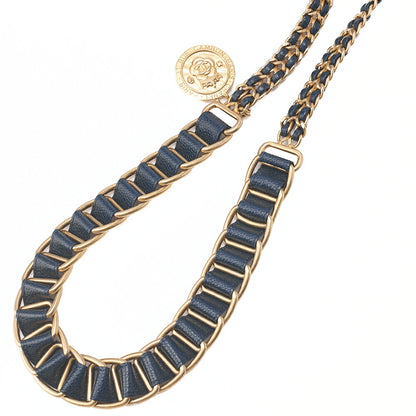 CHANEL Caviar Skin Mini Matelasse 19cm Single Chain Shoulder Navy Gold-Tone Hardware, Pre-Owned